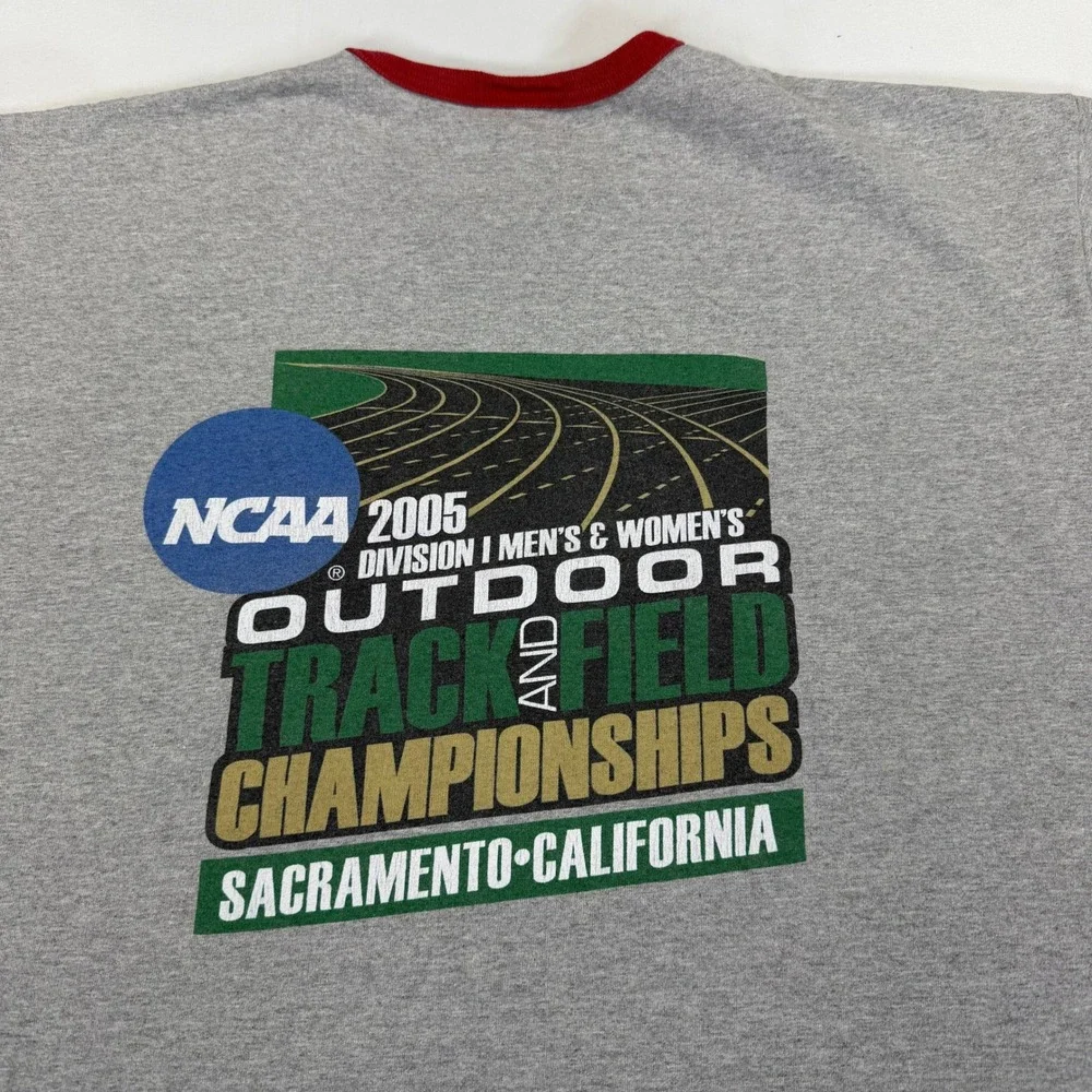 Nike NCAA 2005 Outdoor Track Field Championships Sacramento CA Ringer Tee L